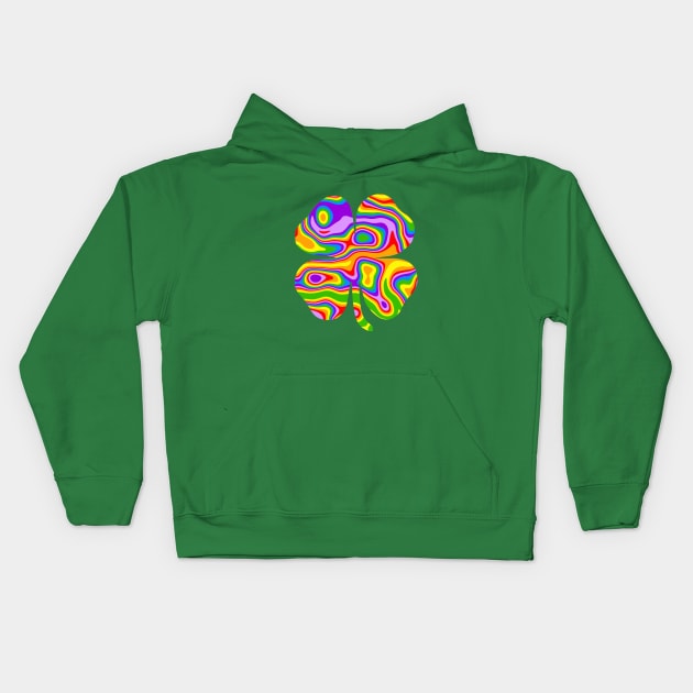 Rainbow Four Leaf Clover- St Patricks Day Art Kids Hoodie by SartorisArt1